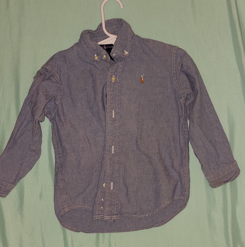 Blue Denim Button Down Shirt by Ralph Lauren (4/4T)